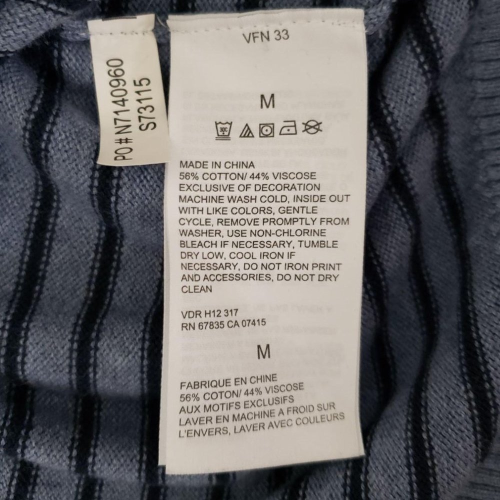 Nautica Mock Turtleneck Striped Knit Pullover Sweater Blue Size Medium - Picture 9 of 11